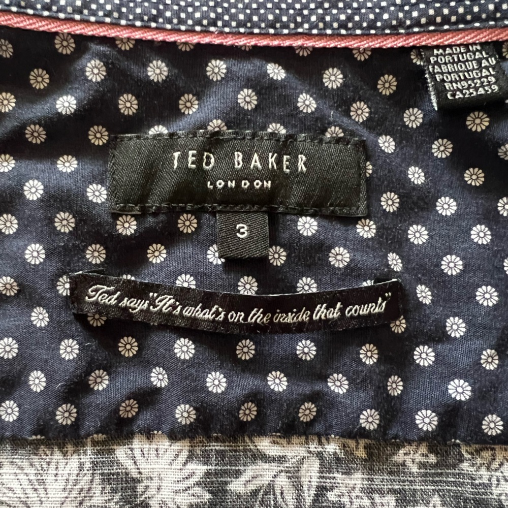 🖤Ted Baker London - Dillan Long Sleeve Floral Print Shirt Black & White - Picture 5 of 6